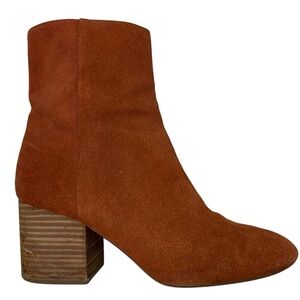 J Crew Sadie Suede Rust Brown Block Heel Ankle Boots